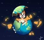  &lt;3 absurd_res andromorph bingo_heeler bluey_(series) canid canine canis digital_media_(artwork) digital_painting_(artwork) disney domestic_dog earth female happy hi_res intersex mammal samirachuni solo space star 