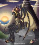  anthro bantar2 blizzard_entertainment claws digital_media_(artwork) dracthyr dragon female hi_res horn looking_at_viewer membrane_(anatomy) membranous_wings scales scalie smile solo tail warcraft western_dragon wings 