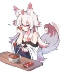  :p absurdres afterimage animal_ear_fluff animal_ears bare_shoulders blue_eyes bowl candy chocolate chocolate_bar chocolate_making chocolate_on_body chocolate_on_face chocolate_on_hand food food_on_body food_on_face food_on_hand fox_ears fox_girl fox_tail highres imibi_(zizi_niisan) japanese_clothes kimono long_hair long_sleeves multicolored_hair musical_note off_shoulder original red_hair sketch tail tail_wagging tongue tongue_out two-tone_hair whisk white_hair wide_sleeves zizi_niisan 