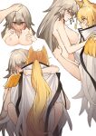  2girls ahoge animal_ear_fluff animal_ears arknights arm_around_neck blonde_hair blush breasts cloak closed_mouth clothed_female_nude_female cum cum_in_mouth cum_on_body cum_on_breasts extra_ears fartooth_(arknights) fellatio futa_with_female futanari grey_hair hair_between_eyes hand_on_another&#039;s_head hand_on_another&#039;s_shoulder hand_on_another&#039;s_waist highres horse_ears horse_girl horse_tail implied_sex large_breasts leg_lock long_hair looking_at_another looking_at_breasts multiple_girls multiple_views nearl_(arknights) nearl_the_radiant_knight_(arknights) nipples nude open_mouth oral paizuri penis ponytail quanx70909457 sex simple_background standing standing_sex suspended_congress sweat tail tearing_up very_long_hair white_background white_cloak yellow_eyes 