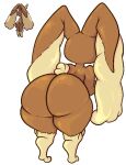  2023 ambiguous_gender anthro big_butt brown_body brown_fur butt fur generation_4_pokemon huge_butt lopunny nintendo nude pokemon pokemon_(species) rear_view solo sweetdull 