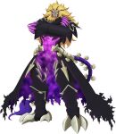  1boy armor black_armor black_cape cape claws colored_sclera crossed_arms darkness frown full_body furry furry_male game_cg heldalf_(tales) highres leg_armor lion_boy lion_tail mane official_art shoulder_armor solo tail tail_armor tales_of_(series) tales_of_asteria tales_of_zestiria third-party_source torn_cape torn_clothes transparent_background yellow_sclera 