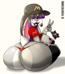  anthro big_breasts big_butt breasts butt clothing female gesture hat headgear headwear hi_res huge_breasts huge_butt lagomorph leporid mammal nipples pink_nipples rabbit scut_tail shirt short_tail solo tail thedeathcrow05 thong topwear underwear v_sign 