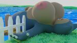  3d_(artwork) anthro big_breasts big_butt breasts butt digital_media_(artwork) disruptiveglitch generation_1_pokemon herm hi_res intersex nintendo pokemon pokemon_(species) snorlax solo thick_thighs wide_hips 