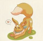  &lt;3 absurd_res ari_(blackmoralblack) blackmoralblack eevee eeveelution eyes_closed feral generation_1_pokemon hi_res male nintendo pawpads pokemon pokemon_(species) relaxing smile solo stretching 