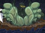 5_toes barefoot boat bodily_fluids cephalopod claws cthulhu cthulhu_mythos eldritch_abomination feet foot_focus genital_fluids genitals h.p._lovecraft hi_res macro male marine mollusk penis precum raining sea soles toe_claws toes vehicle water watercraft zp92 
