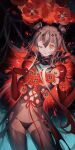  1girl absurdres doll_joints fate/grand_order fate_(series) flower grey_hair highres joints kashin_koji_(fate) long_hair neck_ruff one_eye_closed poppy_(flower) red_eyes silk spider_web symbol-shaped_pupils user_zenn5372 