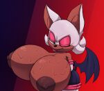  annoyed_expression anthro armor bat big_breasts bodily_fluids bodysuit breastplate breasts cleavage clothed clothing colored female gloves handwear hi_res line_art mammal rouge_the_bat sega skinsuit solo sonic_the_hedgehog_(series) sweat sweaty_breasts tascom text tight_clothing wings 