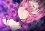  1girl arms_up blush breasts censored fate/grand_order fate_(series) green_hair grey_hair hair_between_eyes horosuke huyan_zhuo_(fate) imminent_penetration imminent_vaginal large_breasts mosaic_censoring multicolored_hair nipple_tweak nipples purple_eyes rape see-through solo spread_legs tentacle_pit tentacle_sex tentacles torn_clothes 