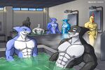  3:2 abs absurd_res alkan anthro avian bath bathhouse bathing bathroom bathtub big_pecs bird black_body blue_body blue_eyes brown_eyes cetacean chicken dolphin dovel felid fish galliform gallus_(genus) genitals group henry_(alkan) hi_res kashiver leopard luben_(character) lucas_(character) male male/male mammal marine multicolored_body muscular muscular_anthro muscular_male navel nipples nude nude_anthro nude_male oceanic_dolphin orca pantherine pecs penis phasianid red_eyes rova_(alkan) shark shower showering showering_together spa teron_(alkan) toothed_whale touching_chest two_tone_body wet wet_body white_body yellow_body yellow_eyes 