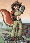  anthro boots canid canine canis car cerberus_(tirrel) city city_background clothed clothing crush crushed_vehicle destruction duo eurasian_red_squirrel female footwear holding_another holding_micro holding_object macro male male/female mammal micro micro_on_macro not_big_and_not_clever rodent sciurid size_difference standing tetchie_(tirrel) tirrel tree_squirrel vehicle wolf 