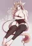  5_fingers anthro astradoll big_breasts blush bovid bovine breasts cattle clothed clothing digital_media_(artwork) female fingers fur hair hi_res horn mammal simple_background sitting solo tail 