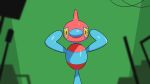  2023 ambiguous_gender blue_arms blue_body blue_nose drunk_oak generation_4_pokemon green_screen hair hi_res monotone_arms multicolored_body nintendo pokemon pokemon_(species) porygon-z red_body red_hair solo yellow_eyes 
