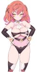  1girl :o animal_print blade_(galaxist) breasts elbow_gloves gloves hands_on_own_hips highres large_breasts leotard multicolored_hair nail_polish open_mouth oppai_loli orange_eyes orange_hair original pink_hair pink_leotard solo twintails 