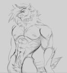  anthro bear canid canine canis fluffy horn hybrid male mammal mohawk muscular pecs pubes solo wolf 