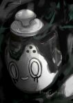  artist_name commentary dripping greyscale highres horror_(theme) jar monochrome no_humans pokemon pokemon_(creature) poltchageist signature sketch solo spot_color tensaitou_tou 