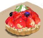  blueberry brown_background food food_focus fruit fruit_tart hanabusa_928 leaf lowres no_humans original shadow still_life strawberry_tart tart_(food) 