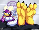  3_toes 4:3 5_fingers anthro avian avian_feet barefoot bird breasts claws clothed clothing cornchip21 eyewear feet female fingers foot_focus gesture glasses gloves handwear hi_res hirundinid looking_at_viewer midriff nitropunkarts oscine passerine pointing pointing_at_viewer sega signature soles solo sonic_riders sonic_the_hedgehog_(series) swallow_(bird) talons toe_claws toes wave_the_swallow 