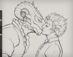  anthro astarion_(baldur&#039;s_gate) baldur&#039;s_gate clothing dragon dragonborn_(dnd) dungeons_and_dragons duo elf frilly frilly_clothing hasbro horn humanoid humanoid_pointy_ears kissing line_art lintufriikki male male/male scalie vampire wizards_of_the_coast 