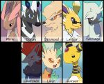  2023 absurd_res ampharos arcanine black_body black_fur blue_eyes brown_body brown_fur darknsfwindie duran_delatante eeveelution facial_piercing feral fluffy fluffy_hair forehead_gem fur furfrou generation_1_pokemon generation_2_pokemon generation_4_pokemon generation_5_pokemon generation_6_pokemon group grumpy hair happy hi_res jewelry jolteon leafeon lopunny male markings mirin_nox necklace nintendo nose_piercing orange_body orange_eyes orange_fur piercing pink_body pink_eyes pink_fur pokemon pokemon_(species) purple_eyes red_body red_eyes red_fur ring_(marking) shiny_pokemon simple_background smug tan_body tan_fur wanderlust white_body white_fur yellow_body yellow_fur zebstrika zoroark 