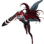  1girl absurdres breasts character_request cleavage coat counter:side full_body highres holding holding_sword holding_weapon long_hair looking_at_viewer official_art red_eyes red_hair smile solo sword tachi-e transparent_background weapon whip_sword 