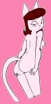  a_kitty_bobo_show anthro big_butt breasts brown_hair butt cartoon_network digital_drawing_(artwork) digital_media_(artwork) domestic_cat felid feline felis female gold-white-kott hair hand_on_butt hi_res holding_butt huge_butt looking_at_viewer looking_back maggie_(kitty_bobo) mammal nipples nude pink_body resting_bitch_face simple_background slim solo tail 