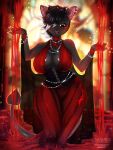  absurd_res accessory aishin anthro blood bodily_fluids castle clothed clothing demonic digital_media_(artwork) finished glowing gynomorph halloween_decoration hi_res intersex pinup pose red_clothing smile solo vampire_costume window ych_(character) 
