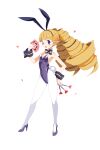  1girl animal_ears archer_(disgaea) blonde_hair blue_eyes blue_footwear blue_leotard blush bow bowtie card dart detached_collar disgaea disgaea_rpg drill_hair fake_animal_ears fake_tail flat_chest full_body heart high_heels holding holding_card holding_dart leotard long_hair non-web_source official_art one_eye_closed open_mouth oversized_breast_cup panties photoshop_(medium) playboy_bunny playing_card pointy_ears pumps rabbit_ears rabbit_tail solo standing strapless strapless_leotard tail transparent_background twintails underwear very_long_hair white_panties wrist_cuffs 