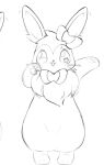  2023 ambiguous_gender big_ears black_and_white chest_tuft eeveelution fluffy fur fur_markings generation_6_pokemon looking_at_viewer markings monochrome neck_tuft nintendo pawpads paws pokemon pokemon_(species) sangsang semi-anthro sketch solo sylveon thick_thighs tuft 