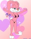  anthro babs_bunny bikini blue_eyes clothing female female/female hi_res lagomorph leporid looking_at_viewer mammal rabbit solo spread_arms subarashi swimwear tiny_toon_adventures warner_brothers 