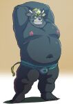  2023 absurd_res anthro belly big_belly bovid bovine bulge cattle clothing hi_res kemoniku120 kemono male mammal moobs navel nipples overweight overweight_male simple_background solo underwear 
