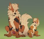  absurd_res age_difference animal_genitalia arcanine balls canid canine canis comparing domestic_dog duo generation_1_pokemon genitals growlithe half-erect hi_res male mammal mintyderg nintendo penis pokemon pokemon_(species) sheath size_difference 