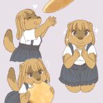  anthro biscuit_(food) bread clothed clothing eating ekaki510 female food ground_squirrel kemono mammal marmot rodent sciurid short_stack simple_background solo 