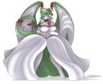  aakashi accessory alpha_channel ball_gown big_breasts big_wings breasts brown_eyes chest_spike clothed clothing collar colored dragon dragon_tail dragon_wings dress eyelashes female furgonomics gardevoir gender_transformation generation_3_pokemon green_body green_hair hair humanoid hybrid looking_back mtf_transformation nintendo pokemon pokemon_(species) simple_background solo species_transformation spikes spikes_(anatomy) tail tail_accessory transformation transparent_background white_body wings 