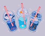  absurdres artist_name cloud commentary crescent_moon cup drinking_straw english_commentary grey_background highres liquid meyoco moon no_humans original seashell shell simple_background sparkle star_(symbol) sun transparent 