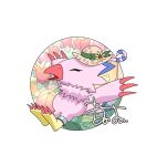  1other beak claws closed_eyes digimon digimon_(creature) flower hat hat_flower open_mouth piyomon roseepdl2 signature solo straw_hat watermark wings yellow_flower 