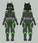  anthro black_body black_hair blokkat felid feline female gigastructural_engineering green_eyes green_markings hair hi_res machine mammal markings metallic_body nude robot solo sophbladeart stellaris wide_hips 