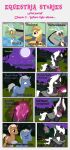  absurd_res alice_goldenfeather_(estories) anthro black_border border chimera cloak clothing crystal cutie_mark dialogue discord_(mlp) draconequus ears_up equid equine estories eyes_closed fan_character female feral friendship_is_magic frown full_moon glowing glowing_horn group hasbro hi_res horn magic male mammal master meanwhile mobius_(estories) moon my_little_pony night night_time open_mouth pegasus plant sad_eyes shrub sitting smile standing tree unicorn wings 