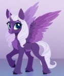  absurd_res belka-sempai blue_eyes braided_hair chest_tuft equid equine eyelashes feathered_wings feathers female feral fur hair hasbro hi_res hooves horn leg_tuft mammal mlp_g5 my_little_pony opaline_(mlp) purple_background purple_body purple_feathers purple_fur purple_hair purple_hooves purple_tail simple_background spread_wings tail tuft winged_unicorn wings 