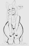  2023 anthro belly big_butt blush breasts butt chikkibug chubby_female digital_drawing_(artwork) digital_media_(artwork) eyelashes female hair humanoid humanoid_pointy_ears league_of_legends long_hair looking_at_another lulu_(lol) monochrome nude riot_games short_stack simple_background sketch slightly_chubby small_waist smile talking_to_another thick_thighs wide_hips yordle 