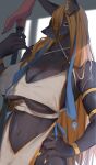  anubis big_breasts breasts canid canine cleavage clothed clothing deity egyptian_mythology female hand_on_hip hi_res holding_object holding_staff huge_breasts mammal middle_eastern_mythology mythology passionpit777 solo staff 