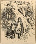  1889 19th_century ambiguous_gender ancient_art basket big_bad_wolf canid canine canis clothed clothing container duo_focus fairy_tales female feral forest forest_background george_percy_jacomb-hood group human lang&#039;s_fairy_books little_red_riding_hood little_red_riding_hood_(copyright) male mammal monochrome nature nature_background nude outside plant public_domain tail tail_between_legs the_blue_fairy_book tongue tongue_out tree wolf young 