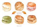  39no39 english_text food food_focus leaf no_humans original scone simple_background still_life twitter_username white_background 