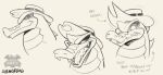  agares_(kings_of_hell) anthro avengedog clothing cowboy_hat crocodile crocodilian crocodylid hat headgear headshot_portrait headwear hi_res kings_of_hell male portrait reptile scalie sharp_teeth sketch smile solo teeth 