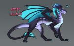  ambiguous_gender black_sclera blue_claws blue_eyes blue_wings claws design_sheet digital_media_(artwork) dragon english_text feral hi_res model_sheet nude purple_body purple_skin simple_background solo standing tail text tgt1512 wings 