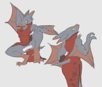  2022 2_toes alternate_version_at_source anthro bat breasts butt_from_the_front censored cheek_tuft chest_tuft claws colored_sketch crouching dipstick_ears facial_tuft feet female finger_claws front_view fur genitals grey_body grey_fur hi_res humanoid_genitalia humanoid_pussy iamameatballl looking_back mammal membrane_(anatomy) membranous_wings multicolored_ears prick_ears pussy raised_arm rear_view red_body red_eyes red_nose simple_background sketch slit_dress solo spread_legs spreading standing tail toe_claws toes translucent_censor tuft white_background winged_arms wings yellow_sclera 