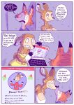  &lt;3 anthro big_breasts bra breasts brown_body canid canine clothing comic computer deer duo female fox hi_res male mammal red_body renita_reed smile spanish_text sweater tail text topwear underwear 
