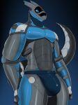  2023 anthro blue_eyes clothed clothing digital_drawing_(artwork) digital_media_(artwork) front_view grey_body hi_res jockstrap jockstrap_only machine male mymu666 robot solo synth_(vader-san) thick_thighs topless underwear underwear_only 