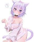  absurdres animal_ears breasts cat_ears cat_girl cat_tail cleavage highres hololive nekomata_okayu no_panties reine_(reineko6) see-through tail virtual_youtuber wet wet_clothes 