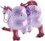  anus bent_over big_butt bound butt crotch_breasts desbjust equid equine female feral genitals harness hi_res horn huge_butt mammal mayfee_(desbjust) one_eye_closed puffy_anus pussy solo tail tail_tied unicorn wide_hips wink 